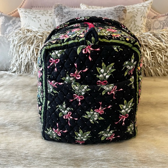 VERA BRADLEY New Hope 2004 Large Duffle Bag Zip Top Black Pink Floral Bows Y2K - Picture 4 of 14